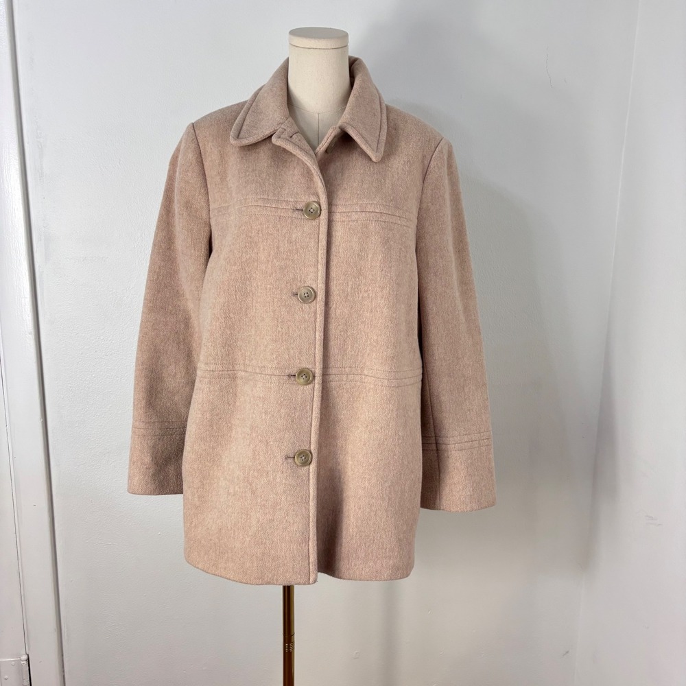 Classic London Fog Wool Blend Coat Cottage Preppy  Camel Buttoned Jacket Size 10 - Picture 2 of 12